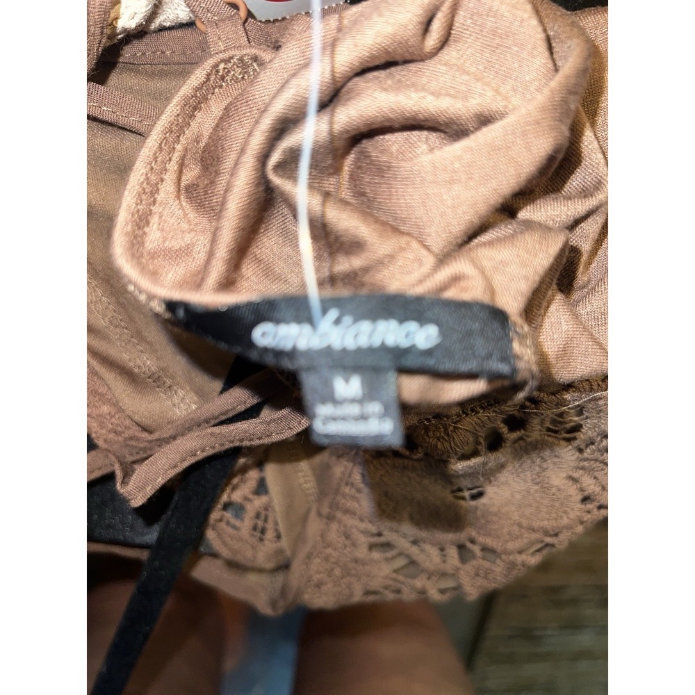Brand New Ambiance Apparel Brown Floral Lace Camisole Tank Top Size M - Picture 6 of 6